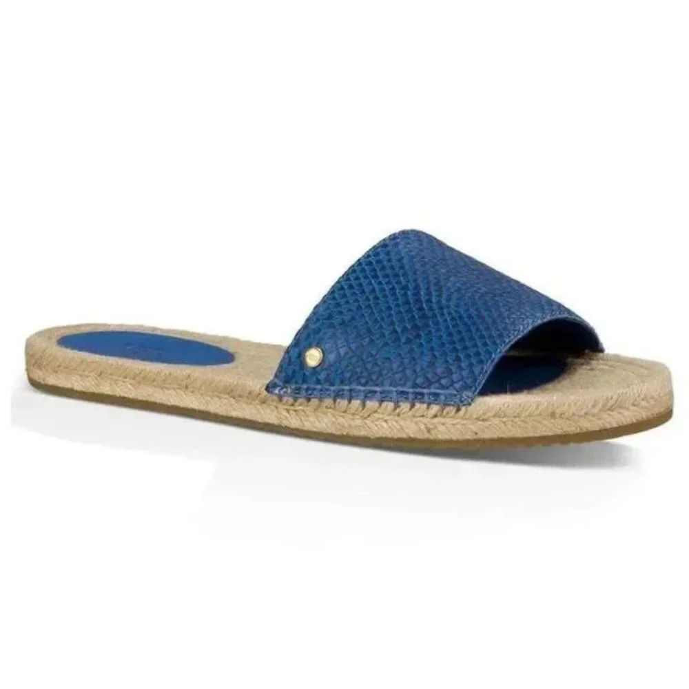 UGG Women's Cherry Exotic Espadrilles Slides Sandals Blue Sz 8